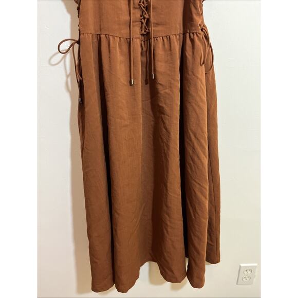 Scarlett Darkness L Corset Dress Brown Earthy Goblincore Festival Whimsigoth - Picture 3 of 10